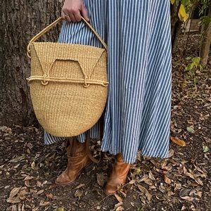 Rattan wicker picnic backpack bag